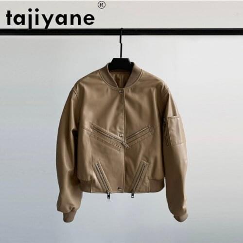 2021 Sheepskin Real Jacket Women Genuine Leather Coat Woman Cloth Korean Style Biker Jackets Vintage Femme Veste TN2037