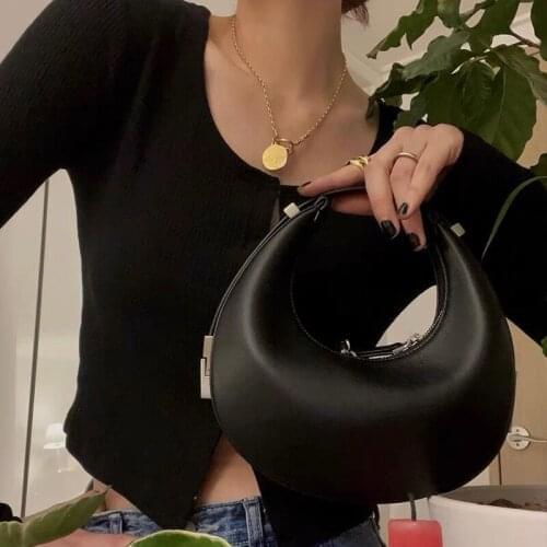 Crescent genuine leather women bag design underarm purse elegant crescent handbag mini portable shoulder bag 01-GN-yxyynp