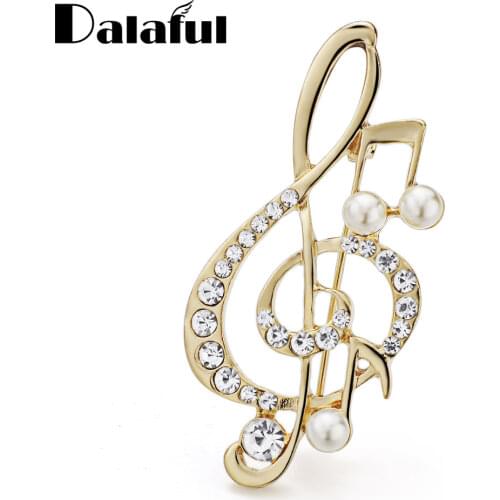 Beautiful Simulated Pearl Hat Accessories Scarf Clip Brooches Amazing Crystal Musical Note Brooch Pin Women Wedding Pins Z036