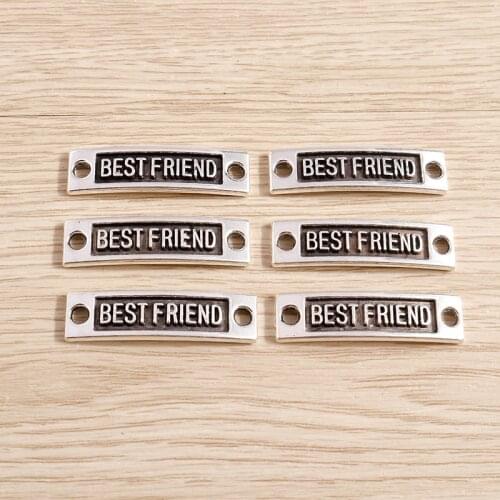 10pcs 35*9mm Alphabet Letter Charms Connectors Fit Necklaces DIY Making Carve BEST FRIEND Charms Handmade Craft Jewelry Finding