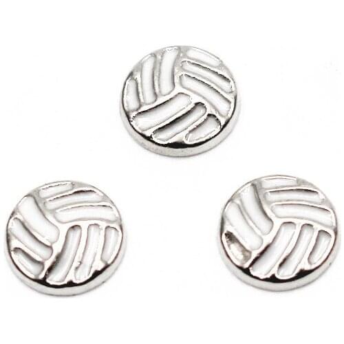 Hot selling 10pcs/lot white volleyball floating charms living glass floating memory locket
