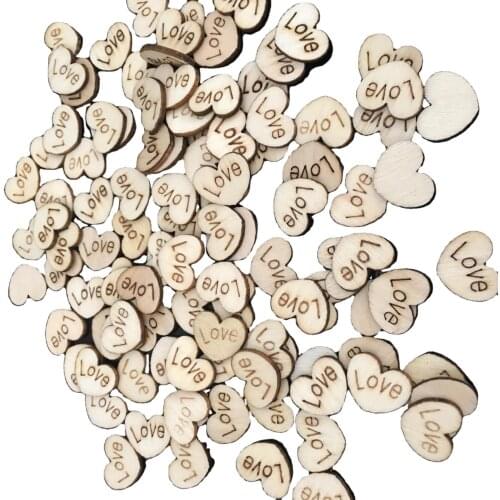 100pcs Wooden Pattern Love Heart Shaped Table Scatter Wood Slices Crafts for Wedding Party Decorations Marriage Bridal Showers