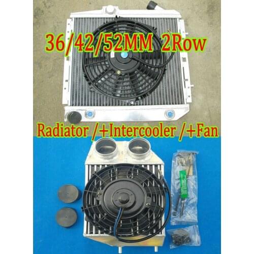 36/42/52MM Aluminum Radiator Intercooler + FANS For 1981-1991 Renault 9/11 Super 5 R5 GT Turbo C-type 1.4L B/C37 B/C40 L42 AT/MT