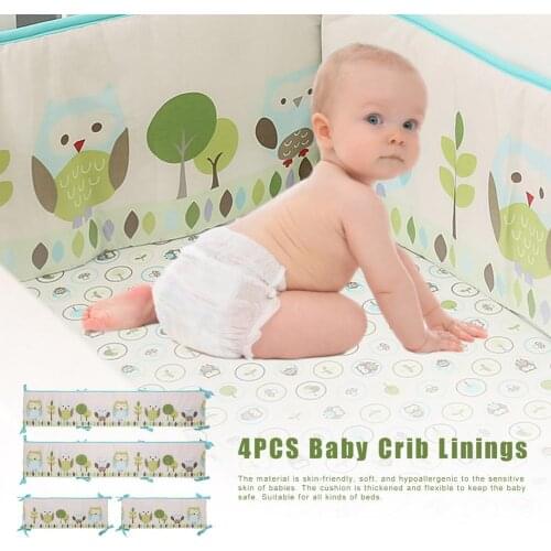 4 Pieces Baby Crib Bumpers Guard Pad Nursery Baby Bed Surrounding Head Protector Circumference Bed Protection Bumpers Drop Ship