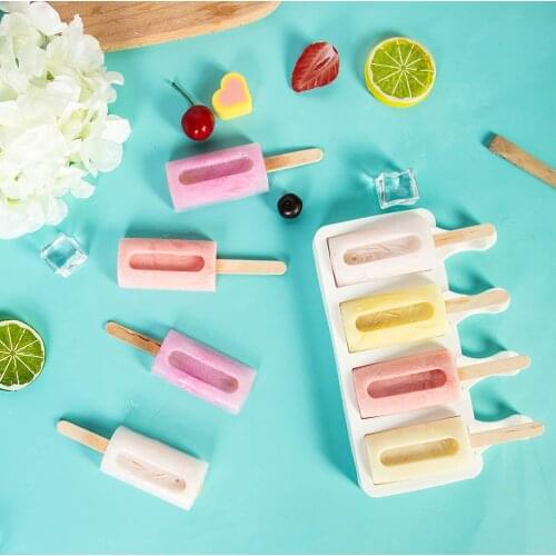4 Cell small Size Silicone Ice Cream Mold Popsicle Molds DIY Homemade Dessert Freezer Fruit Juice Ice Pop Maker Mould