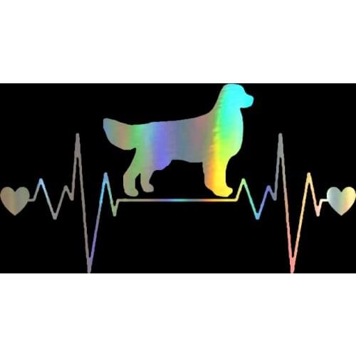 Car Sticker 3D 20.3*10.8CM Golden Retriever Heartbeat Sticker On Car Funny Stickers and Decals Vinyl Car Styling Decorative
