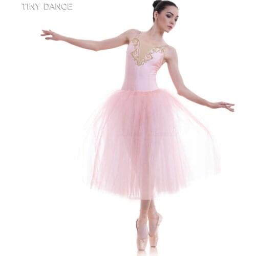 Pale Pink Girls & Women Romantic Style Ballet Dance Tutus Ballerina Costume Long Tutu Dress 18703