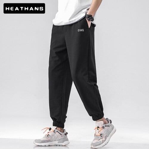 White Sweatpants Mens Drawstring Loose Knit Trousers Male Summer Thin Harem Ankle Length Pant Men Solid Color Casual Sport Pants