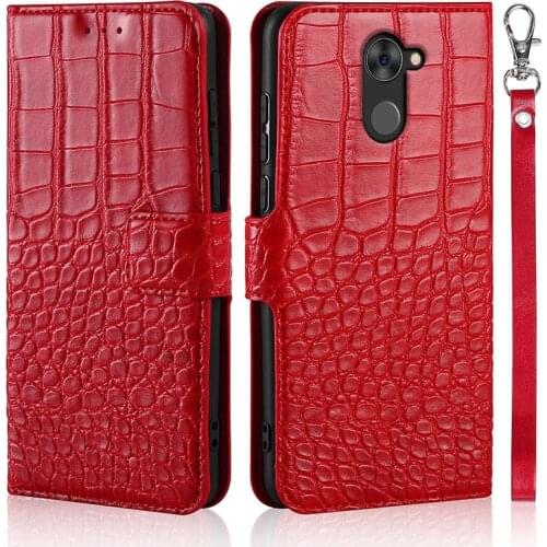 Flip Phone Case for Huawei Enjoy 7 Plus / Y7 Prime TRT-AL00A Cover Crocodile Texture Leather Book Design Luxury Coque Wllet Capa