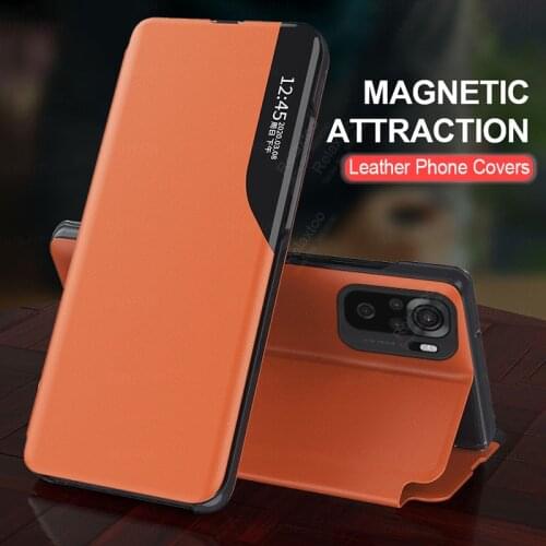 Redme note10 case flip leather cover for xiaomi redmi note 10 pro note10 10pro smart window view magnetic phone book stand cases