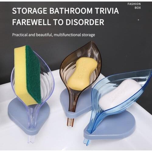 Soap Dish Sink Creative Tray Holder Shape Cleaning Drain gadgets Suction Rack Soap Plate Box Supplies Leaf Cup Drying bathroom
