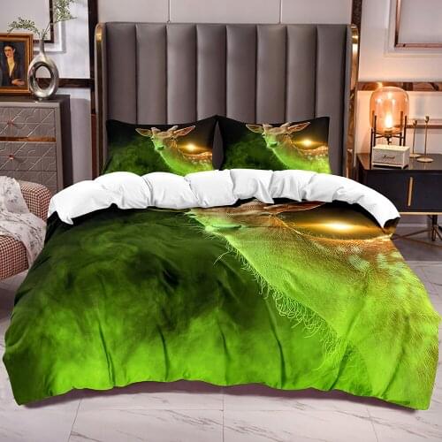 Animal Theme Duvet Cover for Kids with Elk Print 3D Deer Bedding Comforter Cover Sets with White Reverse Zipper Closure