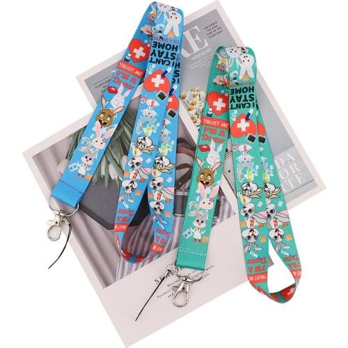 ER1079 New Rabbit Doctor Medical Theme Cartoon Lanyard For Key ID Card Pass Gym Mobile Phone USB Badge Holder Hang Rope