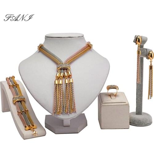 Fani Dubai Gold Colorful Jewelry Sets Wholesale Nigerian Wedding Bridal Jewelry Set Fashion African Women Costume Jewelry Set