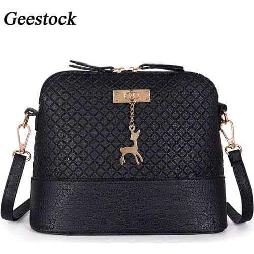 Geestock Women Fashion Shoulder Bag Crossbody Bag PU Leather Female Handbag Shell Pattern with Deer Decorations