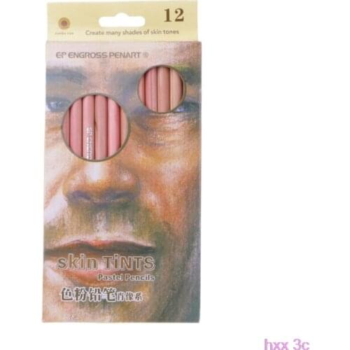 New 12Pcs Professional Soft Pastel Pencils Wood Skin Tint Pastel Colored Pencil