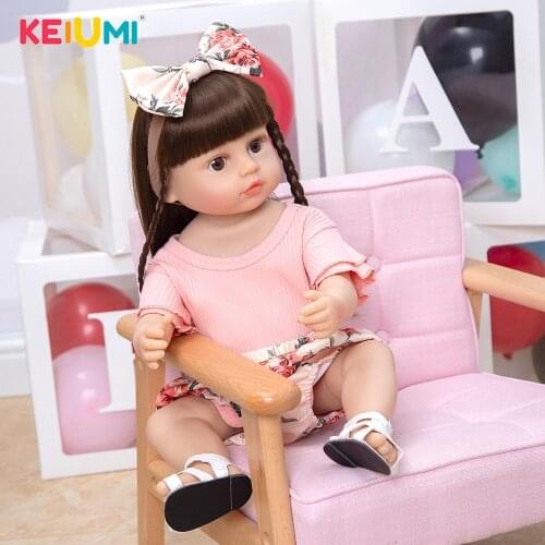 KEIUMI Hot Selling 55 CM 22 Inch Full Silicone Reborn Baby Dolls Toddler Tan Skin Boneca Dolls Toy Kids Playmates XMAS Gifts