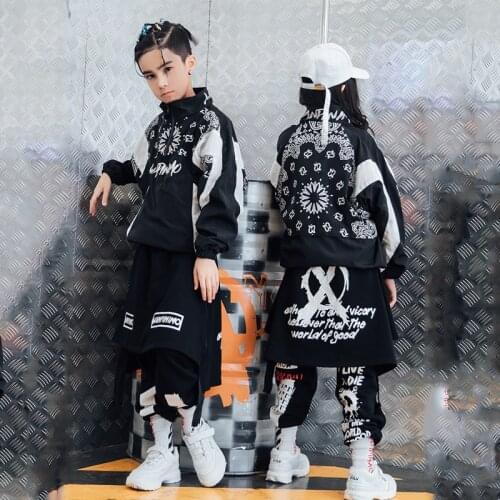 Hip Hop Dance Costume Jazz Costumes Boys Street Dance Clothing Girls Jacket Pants Kids Stage Show Dancing Outfit Clothes