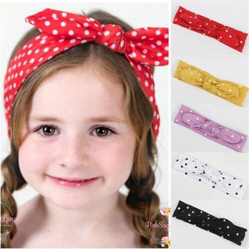 Beautiful baby cute polka dot rabbit ears cotton headband children bow tie headband children knotted headband