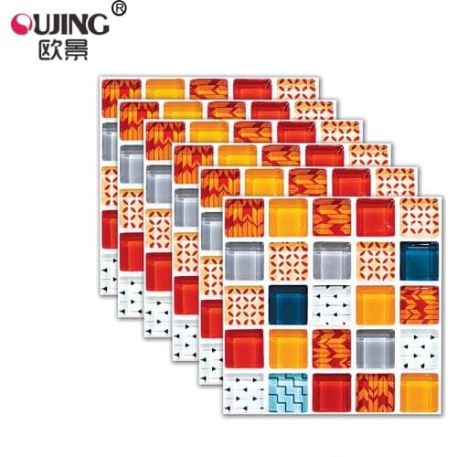 10/15/20cm Mosaic Gem Tiles Wall Sticker Printed in 2d Kitchen Stairs Tile Waist Line Wallpaper Thicken Vinyl Art Wall Decals