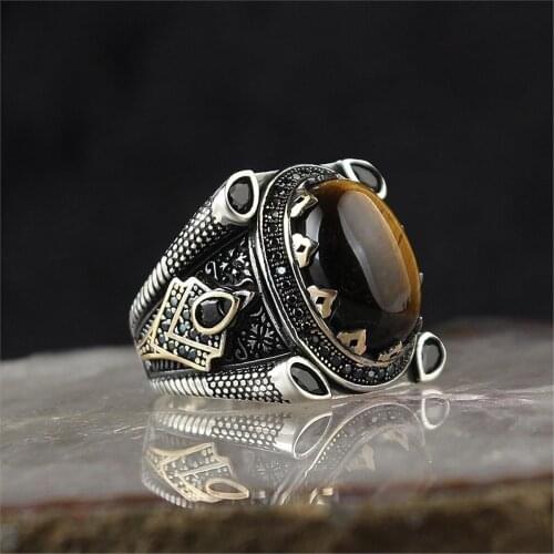 Tigers eye Gemstone 925 Sterling 925 K Silver Men 'S Ring