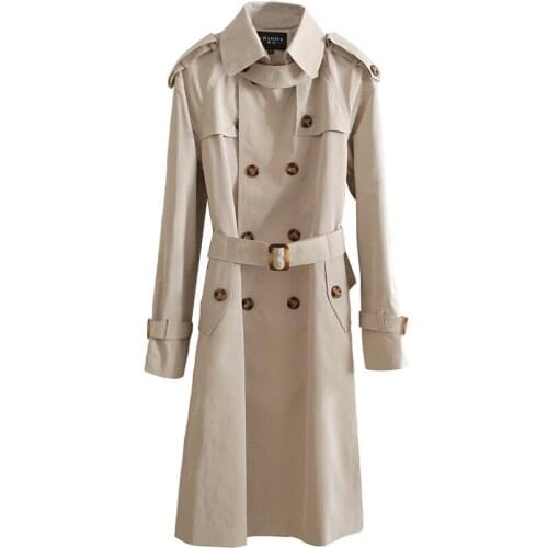 Free Shipping Brand New Mens Long Business Casual Trench Coats Male Lapels Winter Double Breasted Jackets Plus Size Windbreaker