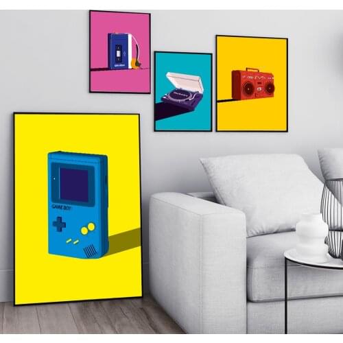 Retro Walkman Record Deck Wall Art Nordic Style Canvas Painting Posters Cassette Player Music Prints Pictures Home Decoration