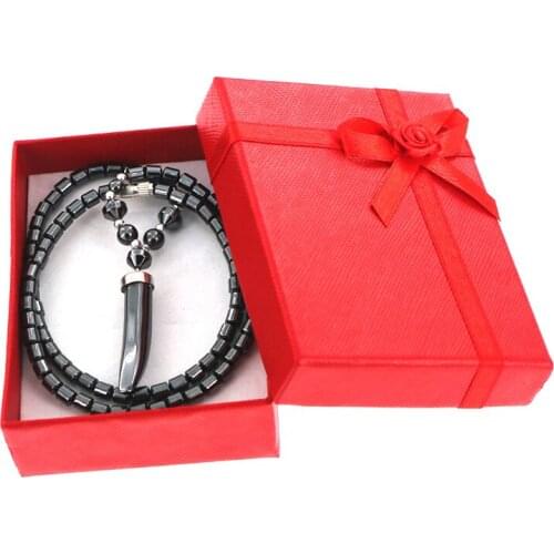 New Fashion Black Spike Necklace with Gift Boxes Natural Stone Onyx Pendant Necklaces for Women Girls Friends Gift Jewelry