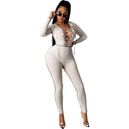 New Arrival Casual Eyelet Bandage Pit Jumpsuit