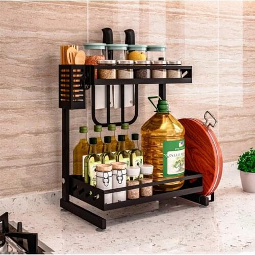 Stainless steel kitchen rack floor-standing countertop seasoning rack seasoning storage shelf multi-layer sauce storage rack
