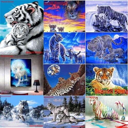Popilar 5d diamond mosaic sale tiger5d diamond embroidery full square/round animal 5d diamond painting full set decoration home