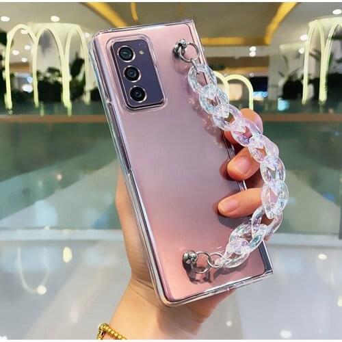 Creativity DIY Laser Portable Chain Bracelet Case For Samsung Galaxy Z FOLD 2 5G Shockproof Transparent Case