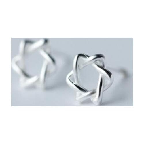 Simple Mini Geometric Star Triangle Square Knot Stud Earrings for Women Love Heart Sliver Color Earrings Party Jewelry Romantic