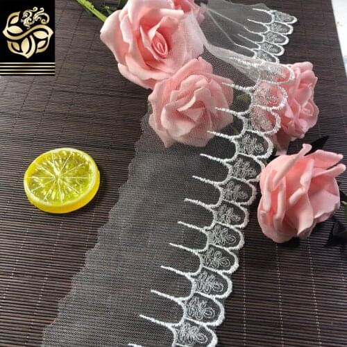 8CM Wide luxurious Colorful Tulle Embroidery Guipure Applique Lace Fabric Wedding Dress Curtain Edge Trim Sewing Accessories