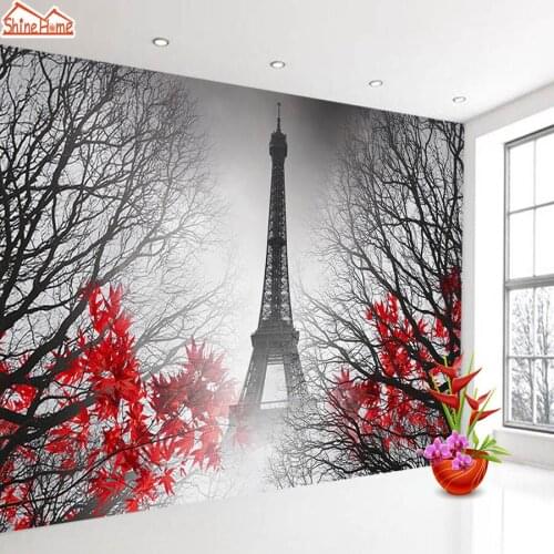 8d Silk Wallpaper Wall Paper Papers Home Deor 3d Mural Wallpapers for Living Room Self Adhesive Eiffel Tower City Murals Rolls