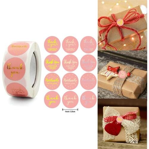 Thank You Label Sticker 500pcs/roll Color Gift Decoration Label Stickersenvelope Tab Sealer Thank You Sticker For Wedding Decor