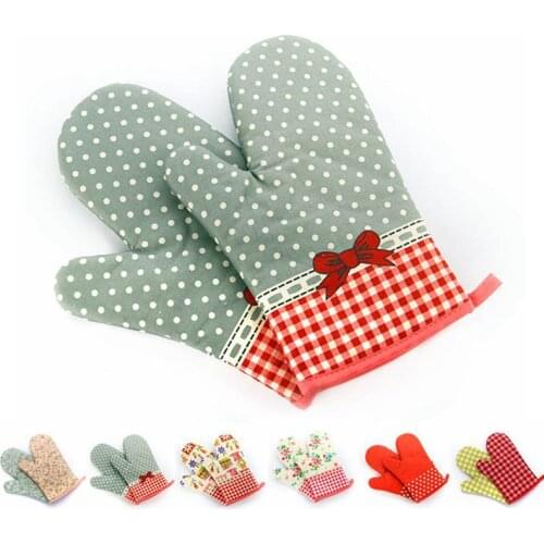 Heat Resistant Microwave Oven Glove Non-slip Cotton Insulated 1Pcs Baking Gloves Kitchen Tool Mitten