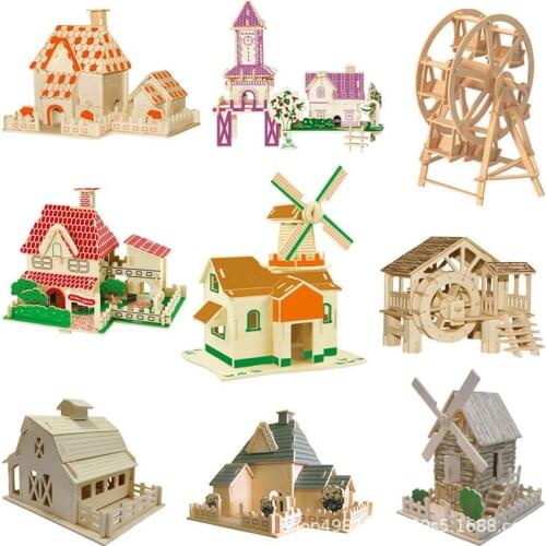 Three-dimensional puzzle assembled toys DIY spell inserted building building model childrens educational toys