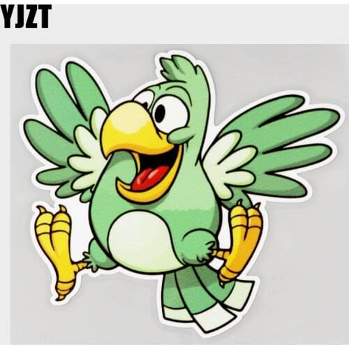 YJZT 13.5CM×12.1CM Cartoon Parrot Flapping Creative PVC Decal Car Sticker 11C-0027