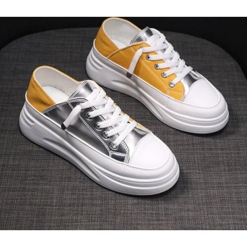 2020 Fashion Shoes Womens Vulcanize Shoes Spring New Casual Classic Mixed Color PU Leather Shoes Women Casual Shoes Sneakers