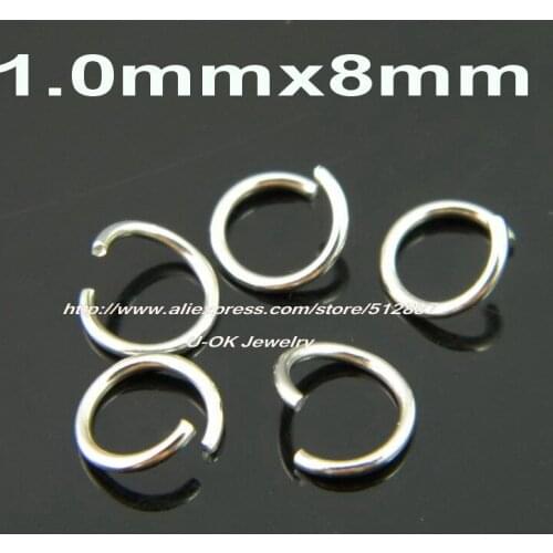 1.0mm*8mm 200pcs 316L Stainless Steel Open Jump Rings Fashion DIY Jewelry Findings Accessories F035