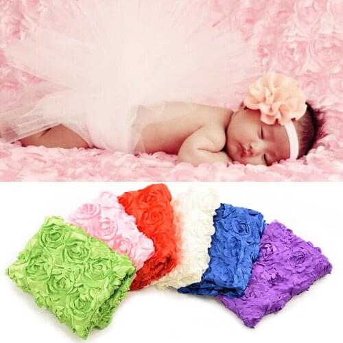 10 colours Baby Photography Photo Props 3D Rose Flower Backdrop Beanbag Blanket Rug 3D Rose Photography Background Cloth