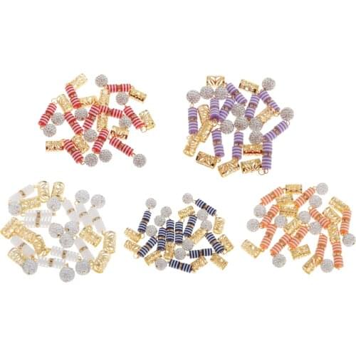 10 Pcs/Set s Beads Hair Braid Cuffs Dread Clip Long Pendant