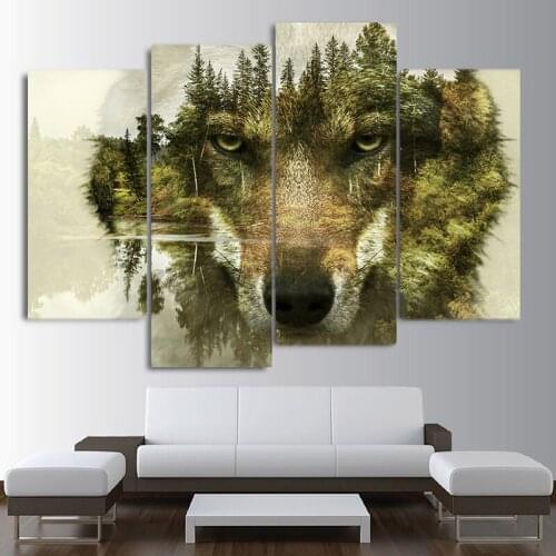 4 Pieces Abstract Animal Wolf,Diamond Crystal Paintings Diamond Embroidery Full round 5d Diy diamond painting landscape,TT5685