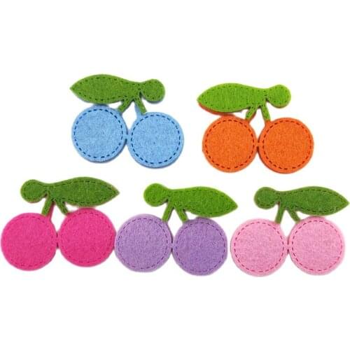 50Pcs And 20Pcs/Lot 5*3.8cm Cherry Padded Appliques For Children Hair Clip Accessories DIY Kid Bag Shoe Patches