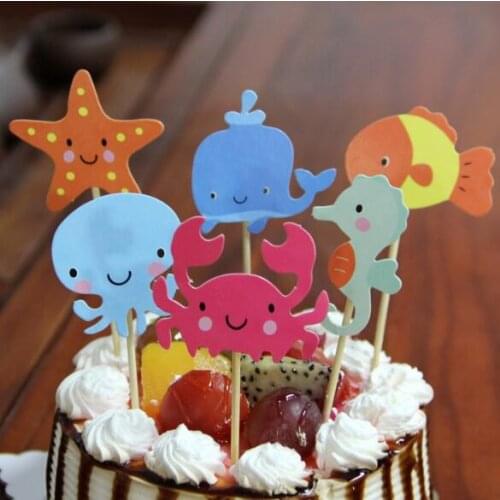 6pcs/lot cute animal Cake decoration Insert card Birthday party cake flag