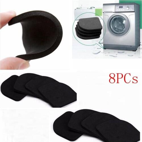 8PCs Black Square Washing Machine Non-slip Anti-vibration Noise Shock Mute Pads Bathroom Accessories for Home Supplies