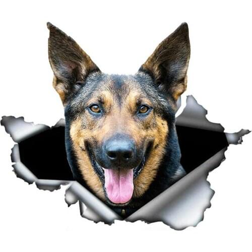 A0138# 13 cm/17 cm 3D Self-adhesive Decal German Shepherd Car Sticker Waterproof Auto Decors on Bumper Rear Window Laptop