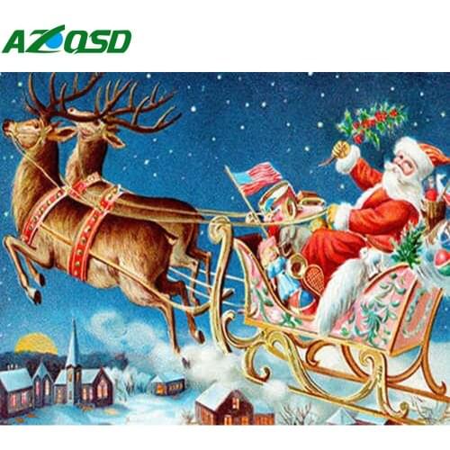 AZQSD Diamond Embroidery Diy Santa Claus Picture Of Rhinestones Handmade Gift 5d Diamond Painting Cartoon Home Decoration