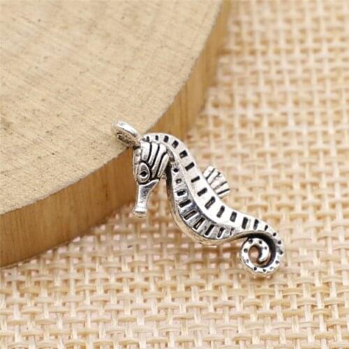 Free shipping 59pcs 9x22mm antique silver Hippocampus charms diy retro jewelry fit Earring keychain hair card pendant